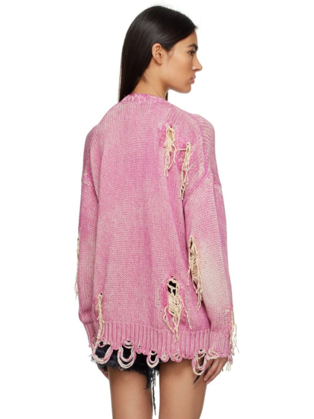 R13 NWOT Pink Jumbo Distressed Cardigan XS - Picture 3 of 16